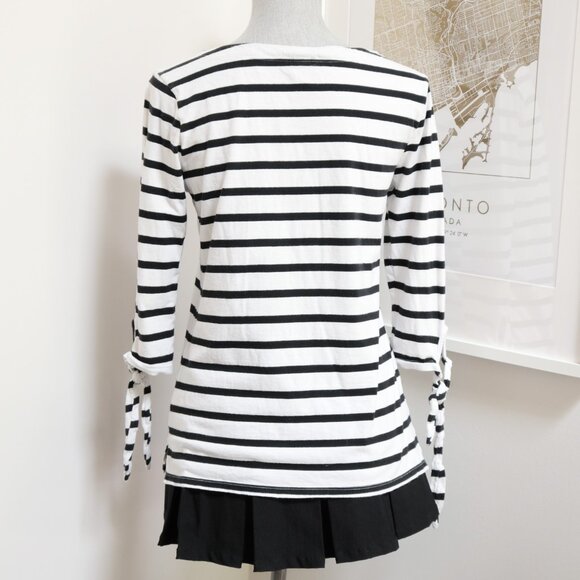 OLD NAVY Black & White Striped Mid Sleeve Tee - Picture 3 of 7